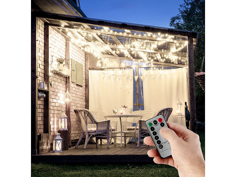 ; LED-Solar-Lichterketten (warmweiß), LED-Lichterketten für innen und außen 