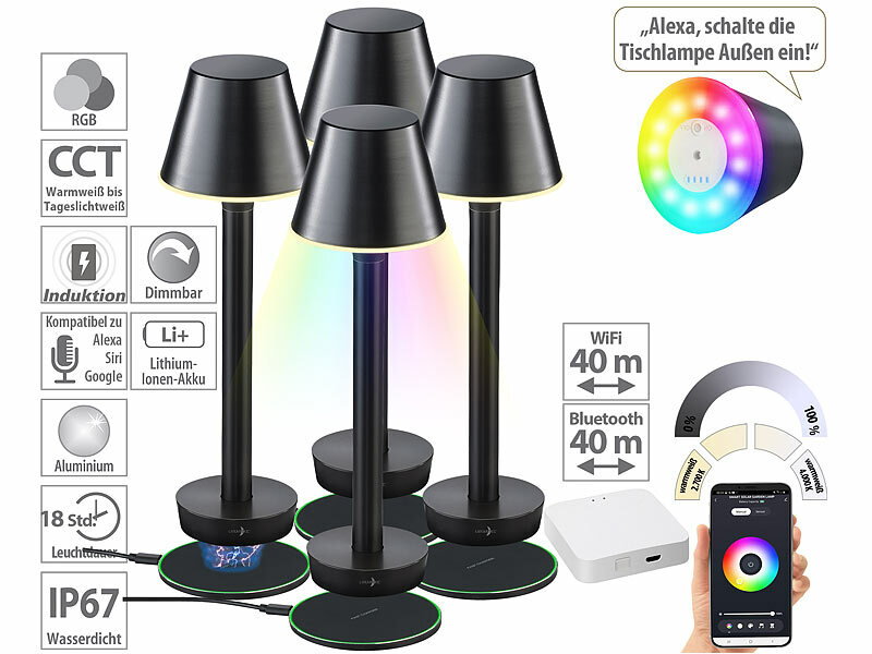 ; CCT-LED-Akku-Wandlampen mit Magnetfuss, dimmbar, rund 