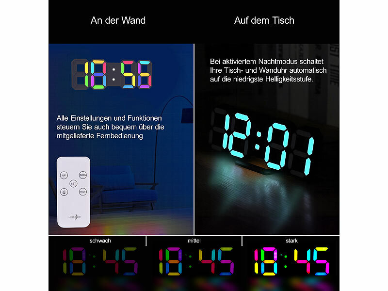 ; LED-Funk-Wanduhren mit Temperaturanzeigen LED-Funk-Wanduhren mit Temperaturanzeigen LED-Funk-Wanduhren mit Temperaturanzeigen 