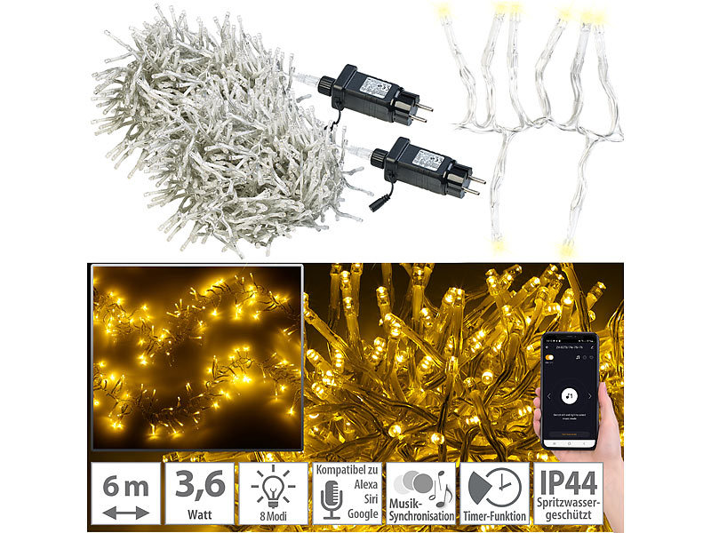 ; LED-Solar-Lichterketten (warmweiß), LED-Lichterketten für innen und außen LED-Solar-Lichterketten (warmweiß), LED-Lichterketten für innen und außen LED-Solar-Lichterketten (warmweiß), LED-Lichterketten für innen und außen 