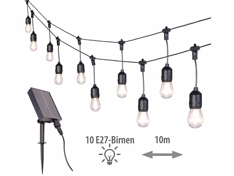 ; LED-Lichterketten für innen und außen, LED-Solar-Lichterketten (warmweiß) 