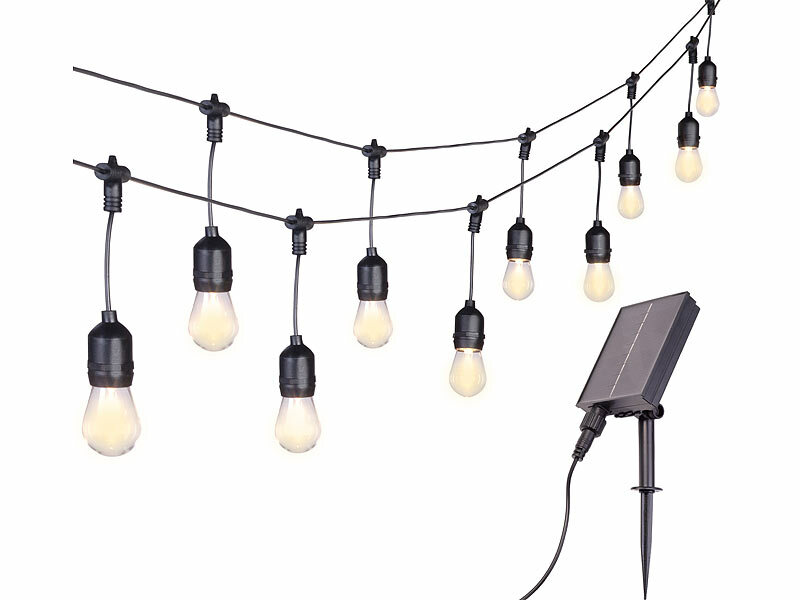 ; LED-Lichterketten für innen und außen, LED-Solar-Lichterketten (warmweiß) 