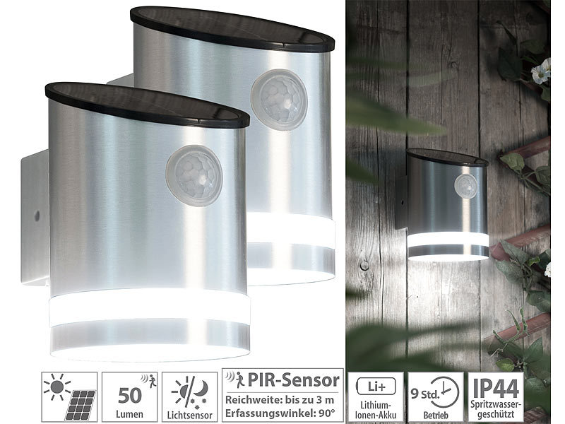 ; LED-Solar-Außenlampen mit PIR-Sensoren (neutralweiß) LED-Solar-Außenlampen mit PIR-Sensoren (neutralweiß) LED-Solar-Außenlampen mit PIR-Sensoren (neutralweiß) 