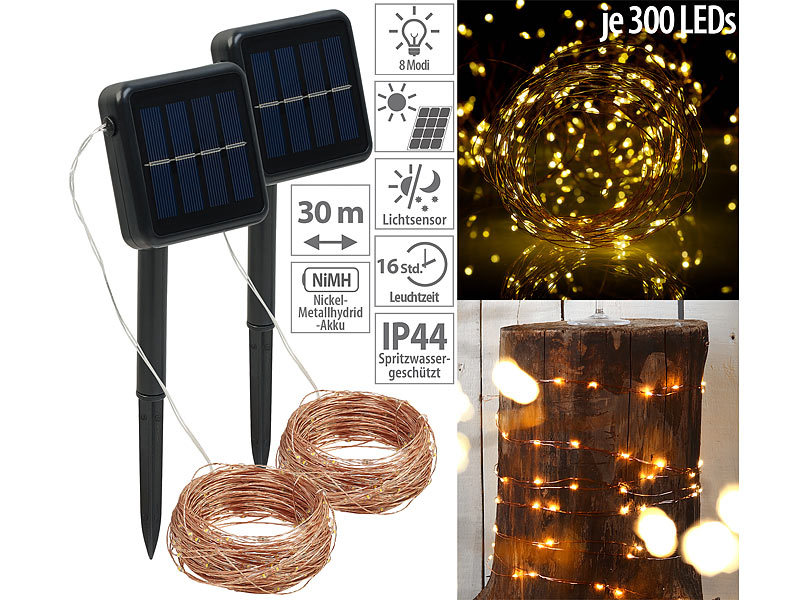 ; LED-Solar-Lichterketten (warmweiß) LED-Solar-Lichterketten (warmweiß) 