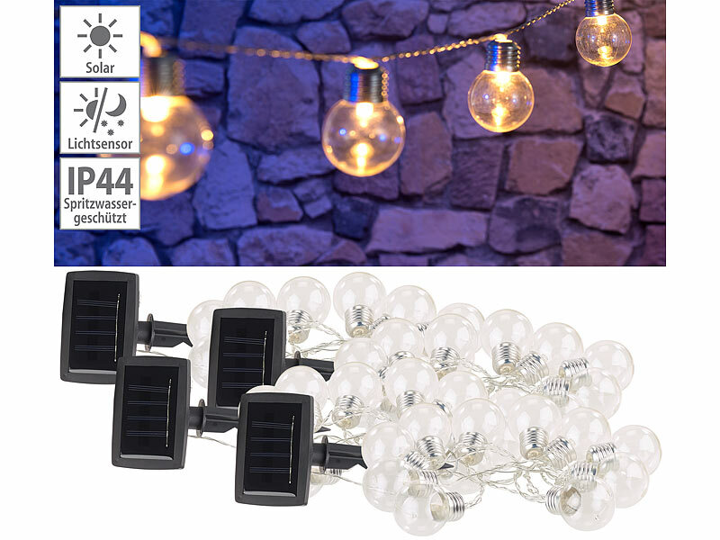 ; LED-Solar-Lichterketten (warmweiß) LED-Solar-Lichterketten (warmweiß) LED-Solar-Lichterketten (warmweiß) 